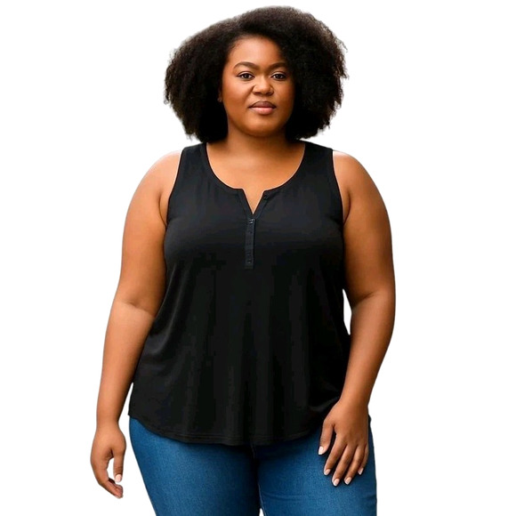 Torrid Everyday Tank Top Womens Plus Size 3X Black Scoop Neck Rib & Hook Eye NWT - Picture 1 of 16